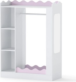 Armário Infantil para Roupa, 88 x 36 x 118,5 cm, Espelhos Interior e Exterior, Rosa