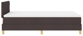 Cama Box Spring com Colchão &amp; LED Marrom Escuro 120x200 cm Tecido