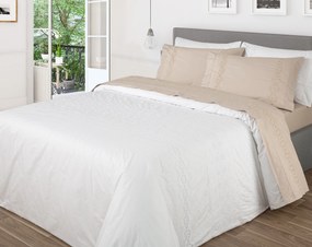 L´artisan algodão percal branco 200 fios - Bordado Alower C/ ajour: Branco 1 capa P/ edredão fecha com fecho / Zip - 280x240 cm (largura  x comprimento )  + 2 fronhas 50x70 cm  fecha com pala interna