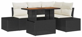 Conjunto de Jantar de Jardim com 5 Peças e Almofadas de Rattan Preto A