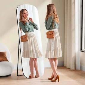 Espelho de corpo inteiro com cantos arredondados 160 x 50 cm Preto