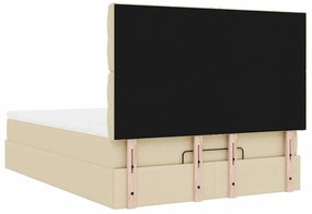 Estrutura de cama otomana com colchão tecido creme 140x200cm