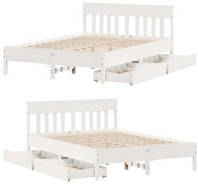 Cama sem colchão 160x200 cm madeira de pinho maciça branco