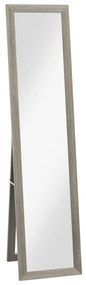 HOMCOM Espelho Pé Retangular Corpo Inteiro Parede 37x155 cm Estrutura Madeira Elegante Cinza | Aosom Portugal
