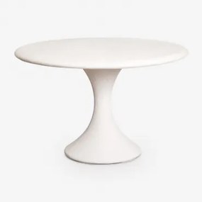 Mesa De Jantar Redonda Ø120 Cm Em Cimento Eloria Branco - Sklum
