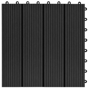 Ladrilhos de pavimento 11 pcs WPC 1m² 30x30 cm preto