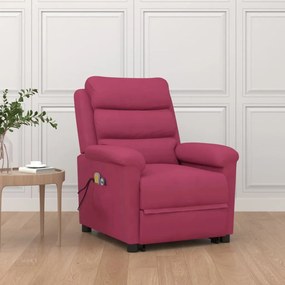 vidaXL Poltrona elevatória de massagens veludo vermelho tinto