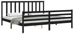 Estrutura de cama com cabeceira 200x200 cm madeira maciça preto