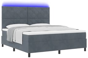 Cama Box Spring vidaXL com Colchão e LED Cinza Escuro 180x200 cm Velud