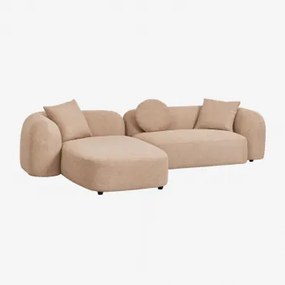 Sofá Modular Chaise Longue Esquerdo De 2 Peças Em Chenille Coco Chenille Grossa Castanho Latte - Sklum
