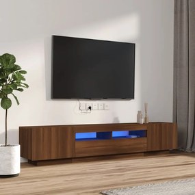 Móvel de TV Giancarlo com Luzes LED de 200cm - Nogueira - Design Moder