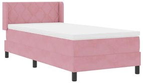 Cama Box Spring vidaXL com Colchão Rosa 90x190 cm Veludo