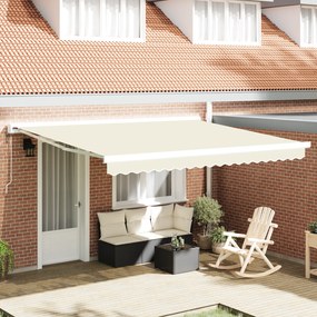 vidaXL Toldo Retrátil Manual Creme 400x300 cm