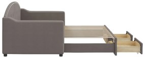 Sofá-cama c/ gavetão/gavetas 80x200 cm tecido cinza-acastanhado