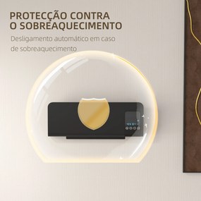 Aquecedor Elétrico de Parede 1000W/2000W 54,5x12x21,5 cm Preto
