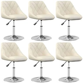 vidaXL Cadeiras de jantar giratórias 6 pcs veludo cor creme