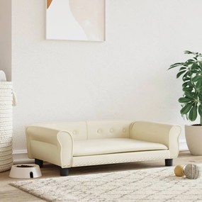vidaXL Cama para cães 95x55x30 cm couro artificial cor creme