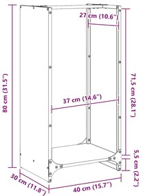 Suporte para lenha 40x30x80 cm aço laminado a frio preto