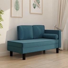 vidaXL Chaise longue com almofadões e rolo veludo azul