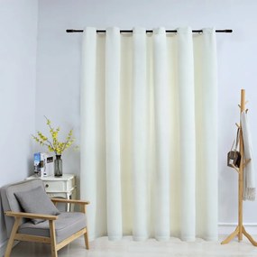 134515 vidaXL Cortina blackout com argolas em metal 290x245 cm veludo creme
