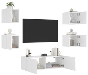 vidaXL 5 pcs móveis de parede para TV com luzes LED branco