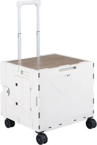 Carrinho de, multifuncional. Compras Dobrável, 50 x 43,5 x 50-94,5 cm, 4 Rodas Giratórias, Branco