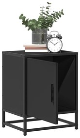 Mesa de cabeceira 40x31x50cm derivados de madeira preto e metal