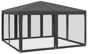 Tenda p/ festas 8 paredes laterais malha 4x4 m PEAD antracite