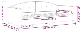 Sofá-cama 90x190 cm veludo cinzento-claro