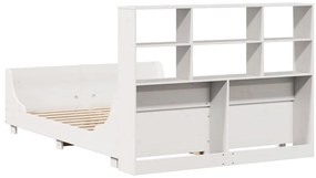 Cama com estante sem colchão 120x190 cm madeira maciça branco
