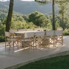 Conjunto De Mesa Oval 260x110 Cm Em Cimento Aurean E 10 Cadeiras De Diretor Dobráveis De Jardim Em Madeira De Acácia Olivia Cinza Pedra Claro - Sklum