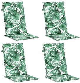Almofadões cadeira de encosto alto 4 pcs tecido folhas