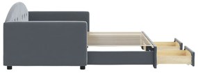 Sofá-cama c/ gavetão e gavetas 90x200 cm veludo cinzento-escuro