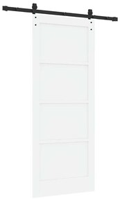 Porta Deslizante com Conjunto de Ferragens Branca 83x202 cm Madeira Só