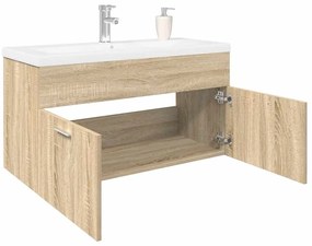 vidaXL Armário de casa de banho com lavatório embutido carvalho sonoma