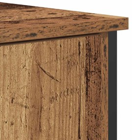 Buffet Lateral Madeira Antiga 70x30x80 cm Madeira Engenheirada e Aço