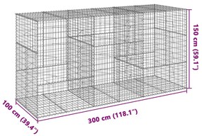 Cesto gabião com cobertura 300x100x150 cm ferro galvanizado