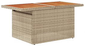 Conjunto de Sofá de Jardim com Almofadas Bege de Rattan Poliéster