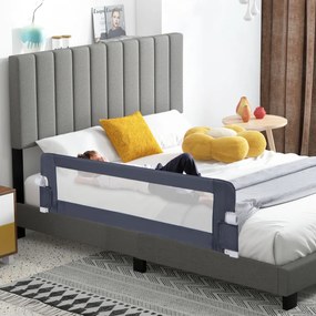 Grade segurança Bebes para camas dobrável de 152 CM com correia de segurança ajustável universal para camas de solteiro ou de casal Cinzenta