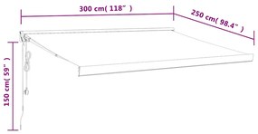 Toldo retrátil 3x2,5 m tecido e alumínio antracite