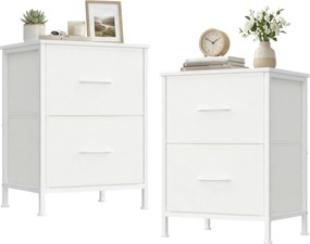 Conjunto de 2 mesas de cabeceira, com duas gavetas 30 x 39,6 x 52,2 cm Brancas