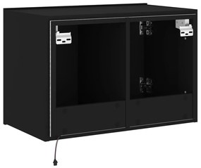 Móvel de parede para TV com luzes LED 60x35x41 cm preto
