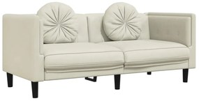 3 pcs conjunto de sofás com almofadas veludo cor creme