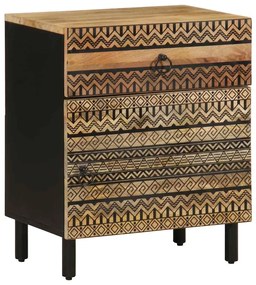 Mesa cabeceira 50x33x60cm madeira mangueira áspera maciça preto