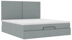 Estrutura cama otomana colchão 160x200 cm tecido cinzento claro