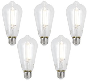 Conjunto de 5 lâmpadas LED E27 inteligentes reguláveis ST64 transparentes 7W 806 lm 2700-6500K Zigbee