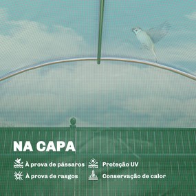 Estufa Tipo Túnel 2,8x2x1,9 m com Prateleiras Estufa de Jardim com Porta Enrolável, 6 Janelas de Rede Verde