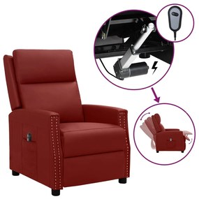 vidaXL Poltrona reclinável elétrica couro artificial vermelho tinto