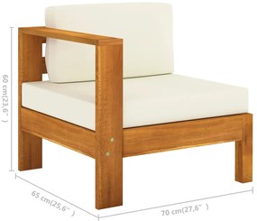 7 pcs conj. lounge de jardim c/ almofadões branco nata acácia