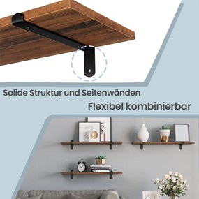 Conjunto 2 prateleiras de parede, estilo retro, 60 x 20 x 7 cm castanho-preto